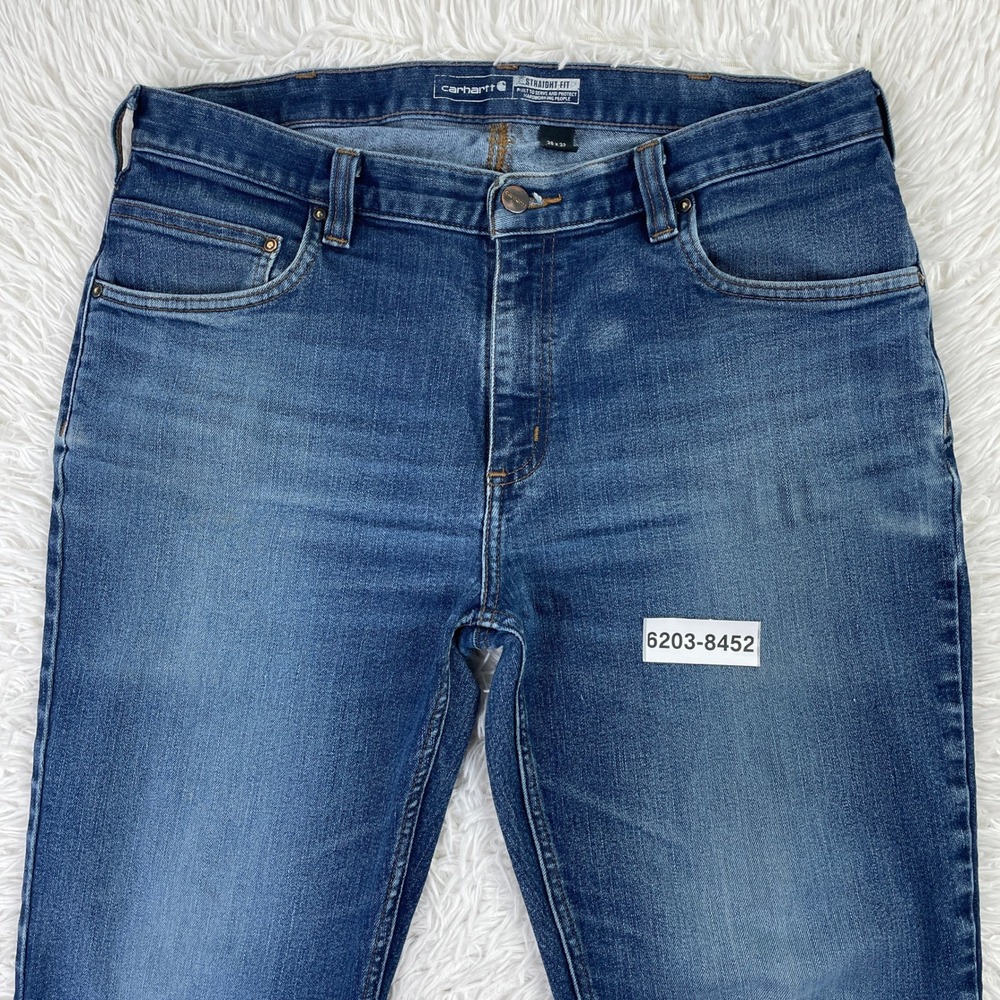 Carhartt Pants Mens 36x32 Blue Force Straight Fit Low Rise 5 Pocket Tapered Jean - Picture 14 of 14